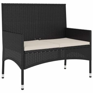 Ławka ogrodowa Czarny Technorattan vidaXL 565063 Ławka ogrodowa Czarny Technorattan vidaXL 565063