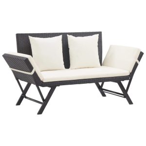 Ławka ogrodowa Czarny Technorattan vidaXL 565080 Ławka ogrodowa Czarny Technorattan vidaXL 565080