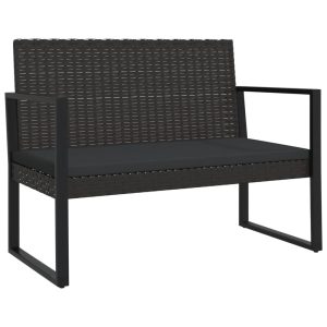 Ławka ogrodowa Czarny Technorattan vidaXL 565173 Ławka ogrodowa Czarny Technorattan vidaXL 565173
