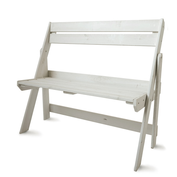 Ławka ogrodowa drewniana nowoczesna 105cm sosna biała 374311