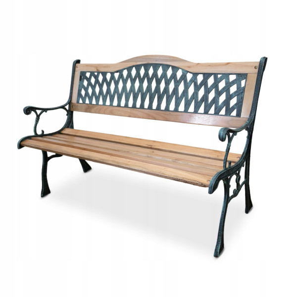 Ławka ogrodowa parkowa taras patio drewniana żeliwna cmentarna LO1000-3 1100949