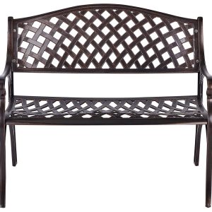 Ławka ogrodowa STAGGIA 104 cm Metal Brązowy 452743 Ławka ogrodowa STAGGIA 104 cm Metal Brązowy 452743