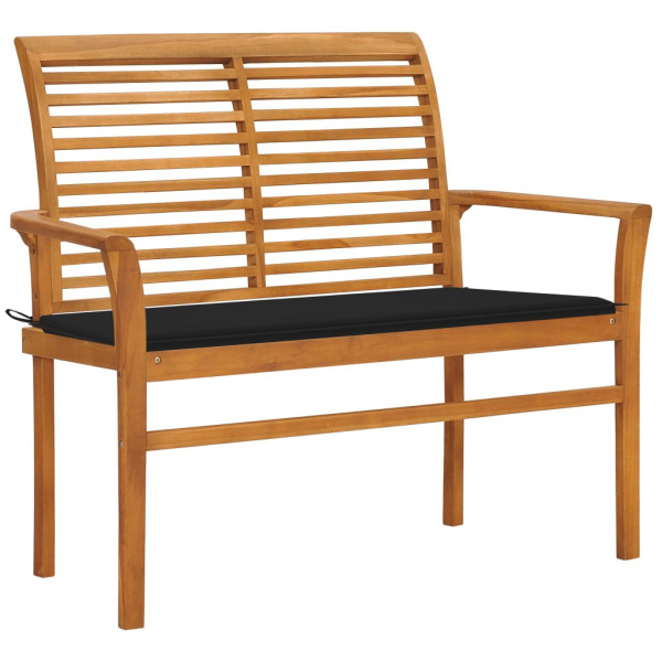 Ławka ogrodowa z czarną poduszką, 112 cm, lite drewno tekowe 561073