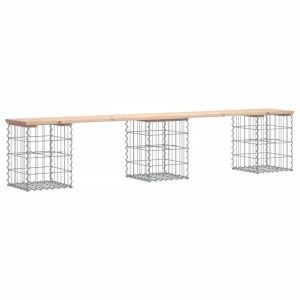 Ławka ogrodowa, z gabionem, 203x31x42 cm, drewno sosnowe 560874 Ławka ogrodowa, z gabionem, 203x31x42 cm, drewno sosnowe 560874