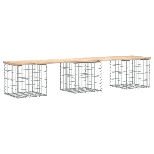Ławka ogrodowa z gabionem, 203x44x42 cm, lite drewno sosnowe 560934
