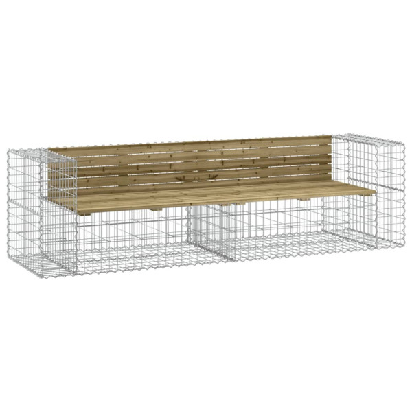 Ławka ogrodowa z gabionem, 244x71x65,5 cm, impregnowana sosna 560550