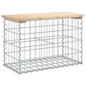 Ławka ogrodowa z gabionem, 63×31,5×42 cm, lite drewno sosnowe 560864 Ławka ogrodowa z gabionem, 63×31,5×42 cm, lite drewno sosnowe 560864