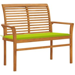 Ławka ogrodowa z jasnozieloną poduszką, 112 cm, drewno tekowe 560903 Ławka ogrodowa z jasnozieloną poduszką, 112 cm, drewno tekowe 560903