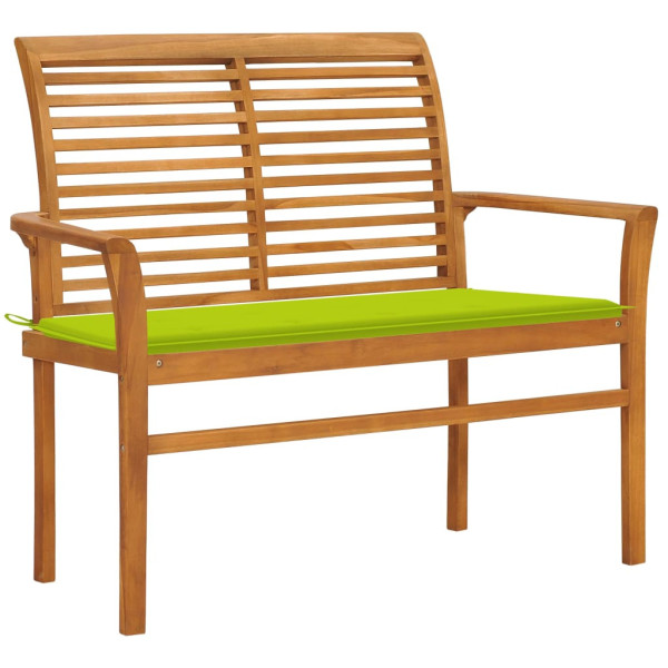 Ławka ogrodowa z jasnozieloną poduszką, 112 cm, drewno tekowe 560903