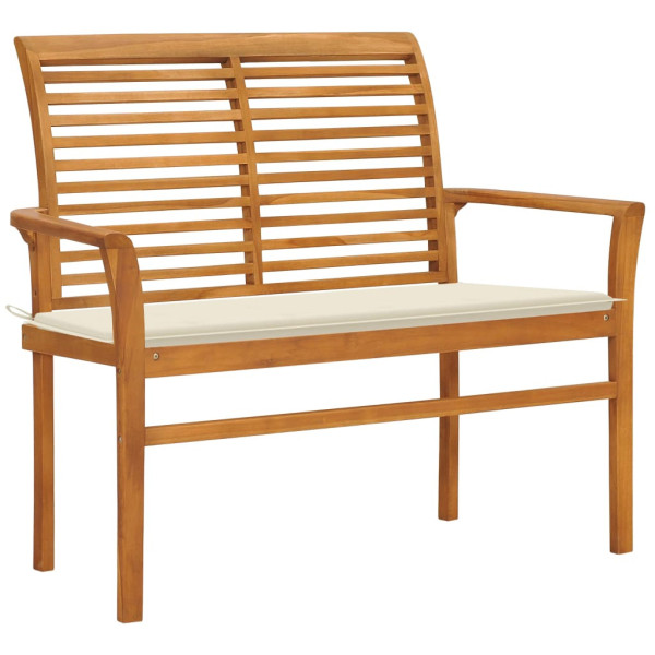 Ławka ogrodowa z kremową poduszką, 112 cm, lite drewno tekowe 561062