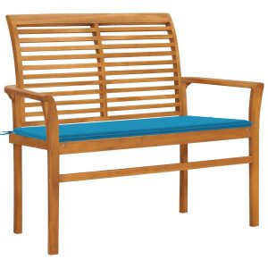 Ławka ogrodowa z niebieską poduszką, 112 cm, drewno tekowe 560927 Ławka ogrodowa z niebieską poduszką, 112 cm, drewno tekowe 560927