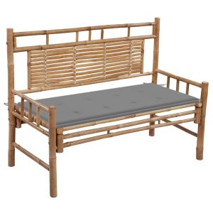 Ławka ogrodowa z poduszką, 120 cm, bambusowa 562569 Ławka ogrodowa z poduszką, 120 cm, bambusowa 562569
