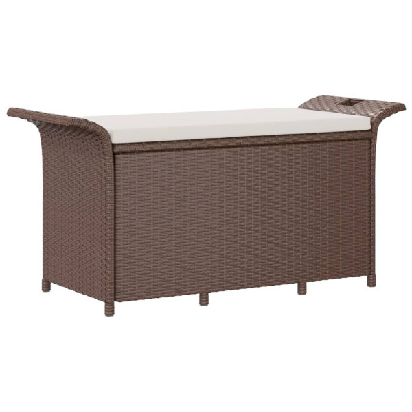 Ławka ogrodowa z poduszką, brązowa, 116x46x57 cm, polirattan 560922