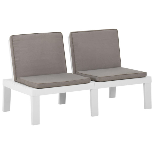 Ławka ogrodowa z poduszką, plastikowa, biała 560559