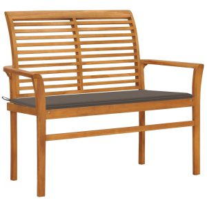Ławka ogrodowa z poduszką taupe, 112 cm, lite drewno tekowe 561076 Ławka ogrodowa z poduszką taupe, 112 cm, lite drewno tekowe 561076