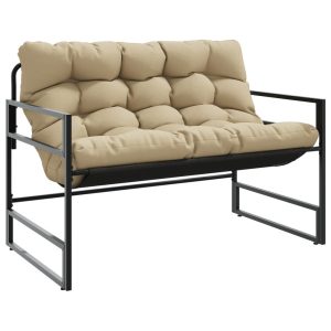 Ławka ogrodowa z poduszką, taupe, 113 cm, stal 551610