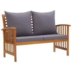 Ławka ogrodowa z poduszkami, 119 cm, lite drewno akacjowe 560879
