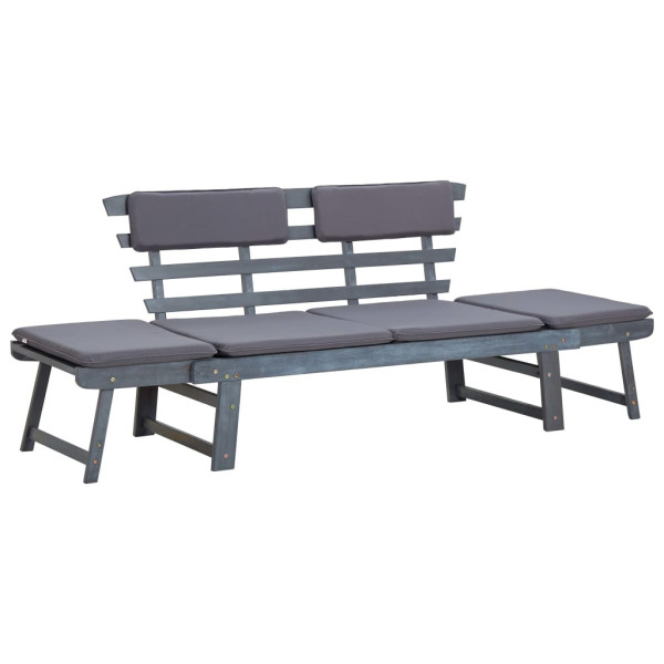 Ławka ogrodowa z poduszkami, 2-w-1, 190 cm, szara, akacjowa 560911