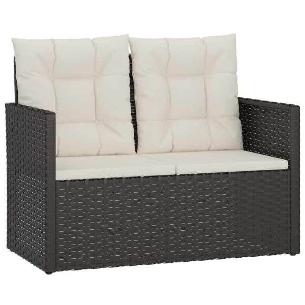 Ławka ogrodowa z poduszkami, czarna, 105 cm, polirattan 560974
