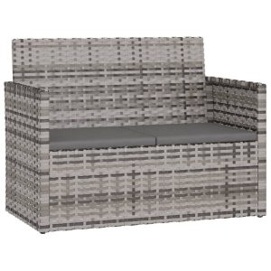 Ławka ogrodowa z poduszkami, szara, 105 cm, polirattan 560968 Ławka ogrodowa z poduszkami, szara, 105 cm, polirattan 560968