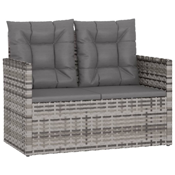 Ławka ogrodowa z poduszkami, szara, 105 cm, polirattan 560919