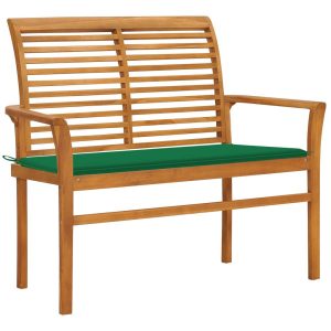 Ławka ogrodowa z zieloną poduszką, 112 cm, lite drewno tekowe 560998 Ławka ogrodowa z zieloną poduszką, 112 cm, lite drewno tekowe 560998