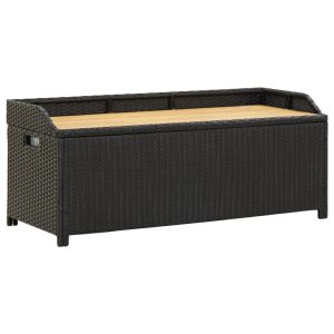 Ławka ogrodowa ze schowkiem, 120 cm, polirattan, czarna 560890 Ławka ogrodowa ze schowkiem, 120 cm, polirattan, czarna 560890