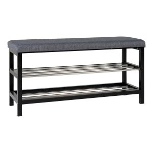 ŁAWKA Padova Z 2 PÓŁKAMI szara/czarna 34x100x50 cm 669659 ŁAWKA Padova Z 2 PÓŁKAMI szara/czarna 34x100x50 cm 669659