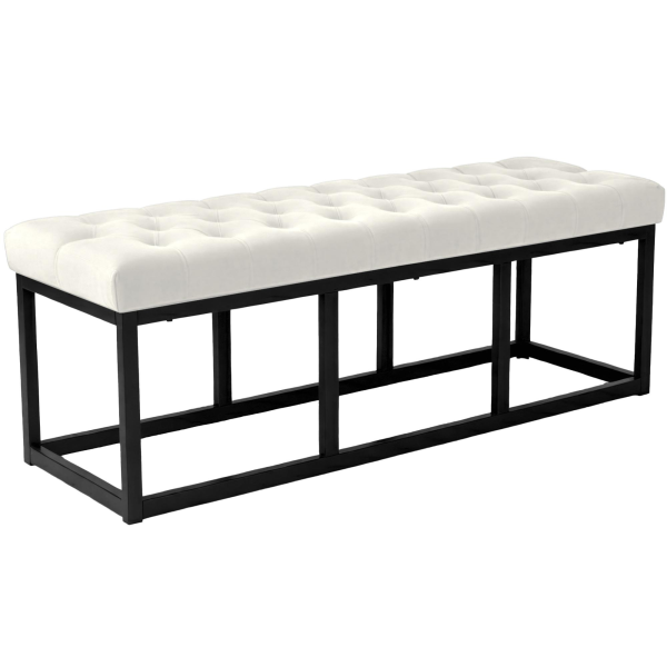 Ławka Polson velvet czarna biały 120 cm 1057528
