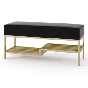 Ławka Seli 100 cm złota czarne siedzisko loft 1067075 Ławka Seli 100 cm złota czarne siedzisko loft 1067075