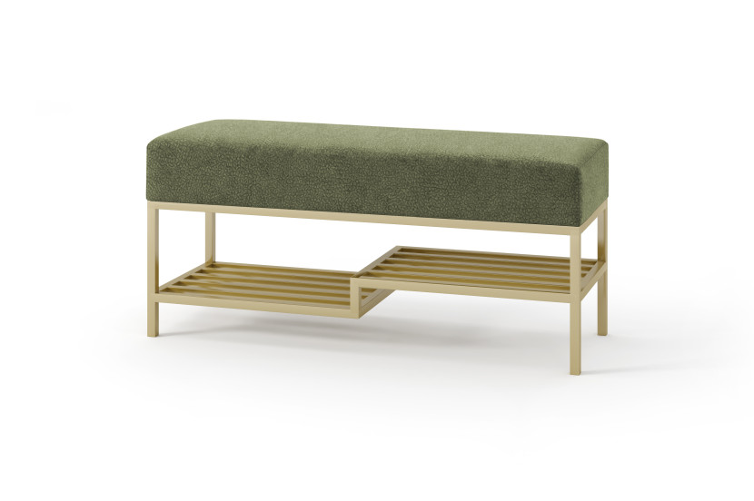 Ławka Seli 100 cm złota oliwkowa zieleń siedzisko loft 1067076