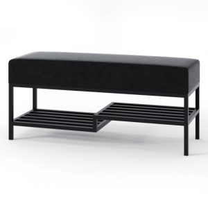 Ławka Seli 80 cm czarna + czarne siedzisko z półką loft 1067081