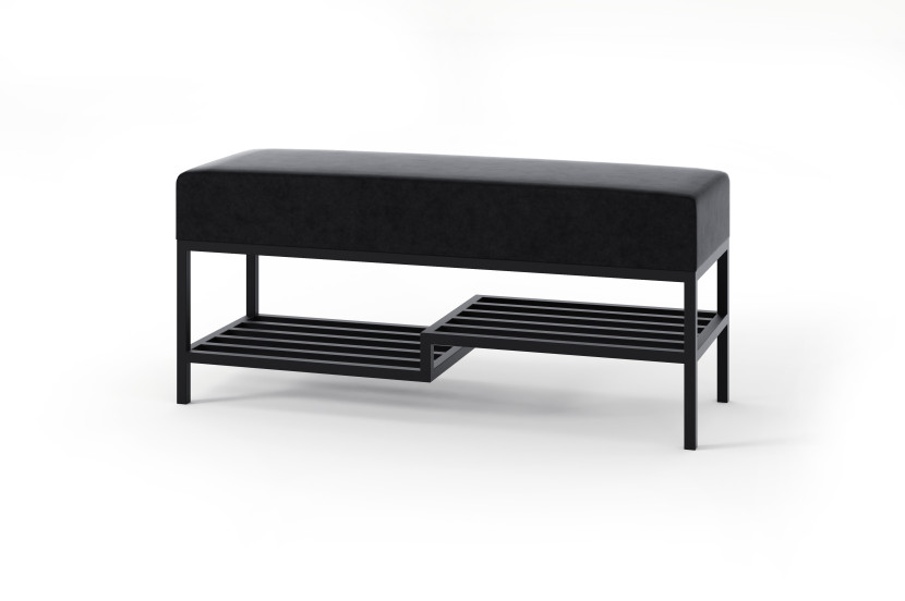 Ławka Seli 80 cm czarna + czarne siedzisko z półką loft 1067081