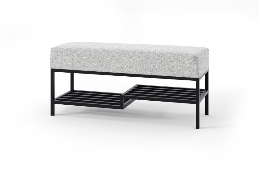 Ławka Seli 80 cm czarna szare siedzisko loft 1067094