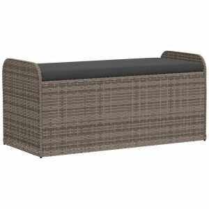 Ławka Szary 115 x 51 x 52 cm Technorattan vidaXL 565075 Ławka Szary 115 x 51 x 52 cm Technorattan vidaXL 565075