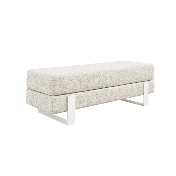 Ławka tapicerowana Noemi 100 cm biała beż siedzisko 1067096