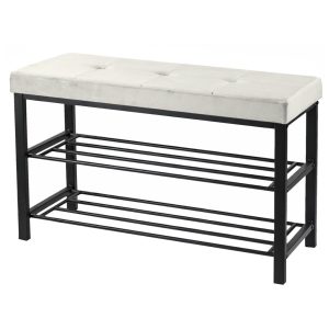 Ławka tapicerowana szafka na buty siedzisko loft 79 cm beż 944227