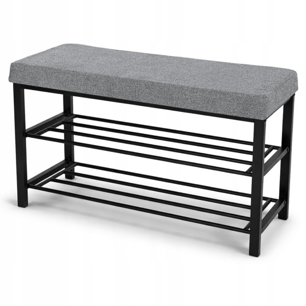Ławka tapicerowana szafka na buty siedzisko Loft 79 cm plec szary 1067079