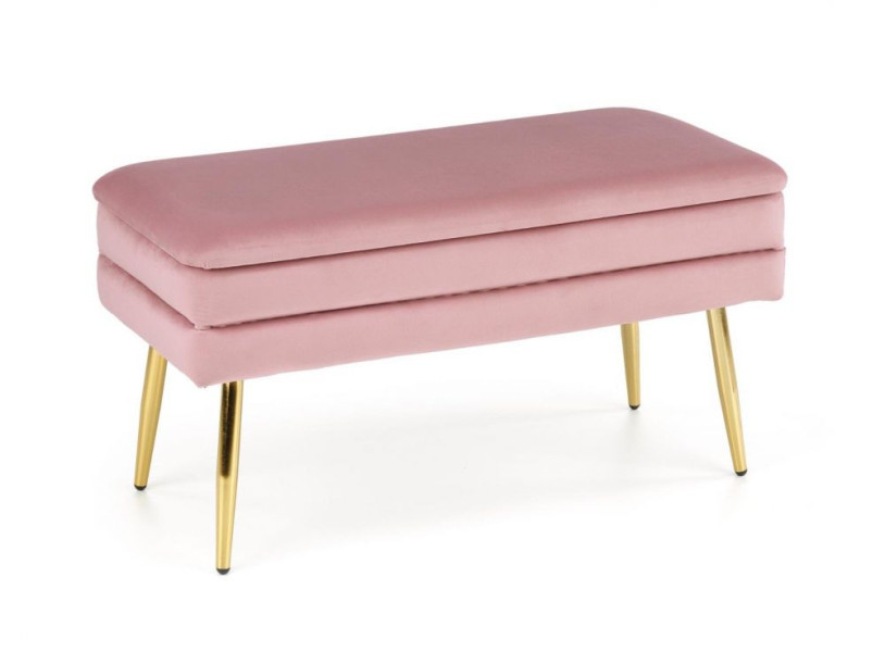 Ławka Velva Velvet różowa/złota z pojemnikiem 868521