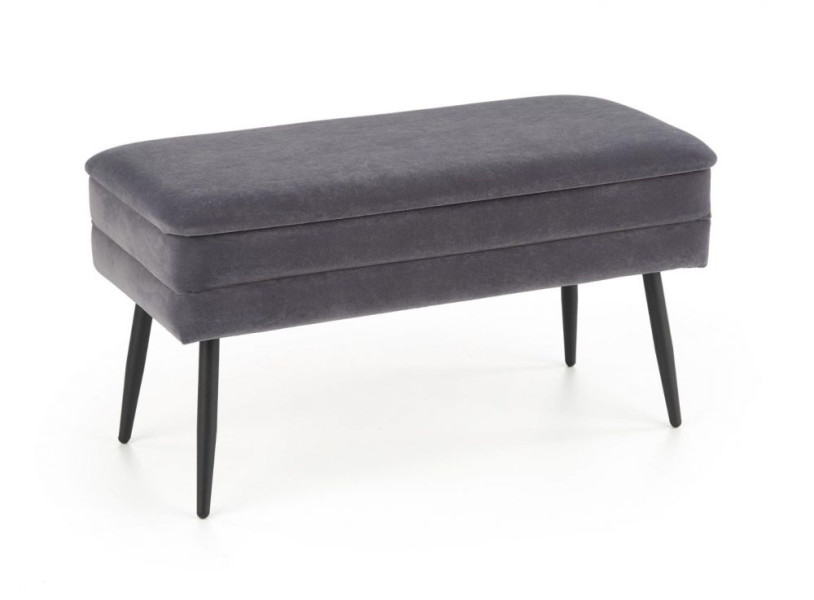 Ławka Velva Velvet szara/czarna z pojemnikiem 868576