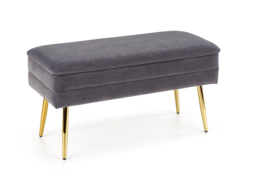 Ławka Velva Velvet szara/złota z pojemnikiem 868522