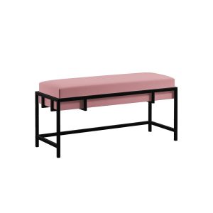 Ławka w stylu glamour LAMO 80 różowa tkanina i czarny stelaż 357721 Ławka w stylu glamour LAMO 80 różowa tkanina i czarny stelaż 357721