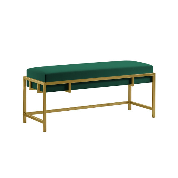 Ławka w zielonej tkaninie velvet LAMO 100 - stelaż złoty 355643