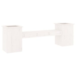 Ławka z donicami, biała, 184,5×39,5×56,5cm, lite drewno sosnowe 562581 Ławka z donicami, biała, 184,5×39,5×56,5cm, lite drewno sosnowe 562581