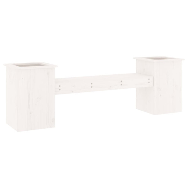 Ławka z donicami, biała, 184,5x39,5x56,5cm, lite drewno sosnowe 562581
