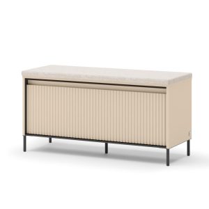Ławka z półką na buty TREND beżowa z oświetleniem LED na czarnych nogach 683941