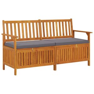 Ławka ze schowkiem i poduszką, 148 cm, drewno akacjowe 550459 Ławka ze schowkiem i poduszką, 148 cm, drewno akacjowe 550459