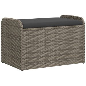 Ławka ze schowkiem i poduszką, szara, 80x51x52 cm, polirattan 562637 Ławka ze schowkiem i poduszką, szara, 80x51x52 cm, polirattan 562637