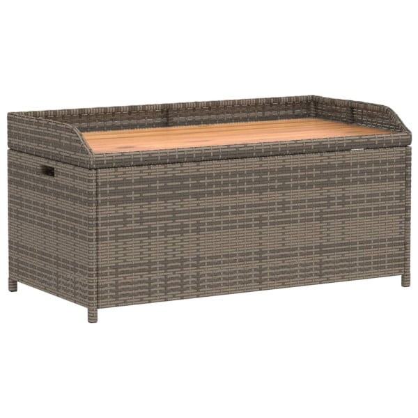 Ławka ze schowkiem, szara, 100x50x52 cm, polirattan i akacja 560866