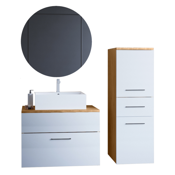 Łazienka BUSTIN LED dąb artisan / biały połysk 300793